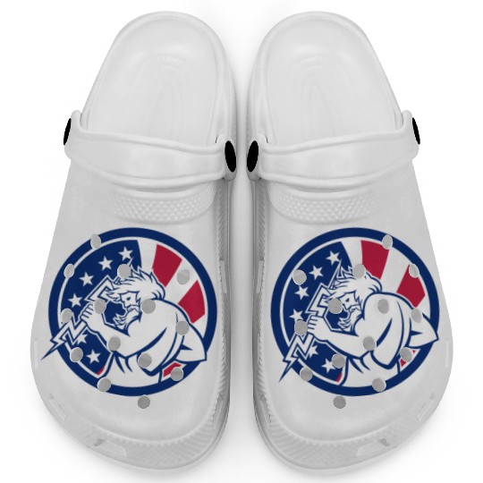 Zeus With Thunderbolt USA Flag Icon Clogs