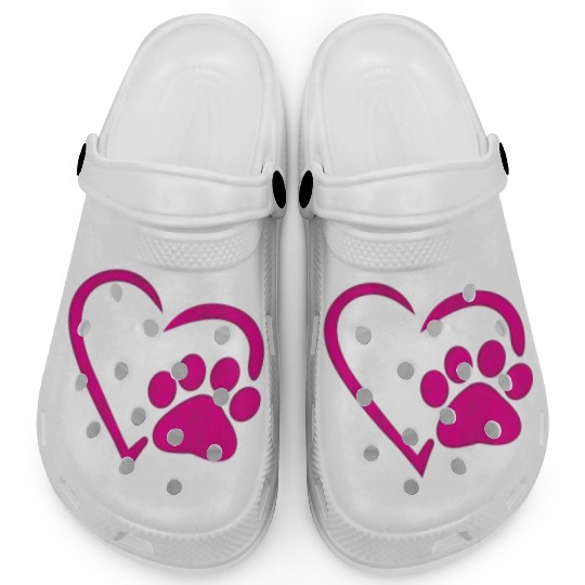 heart dog paw dog mom Clogs
