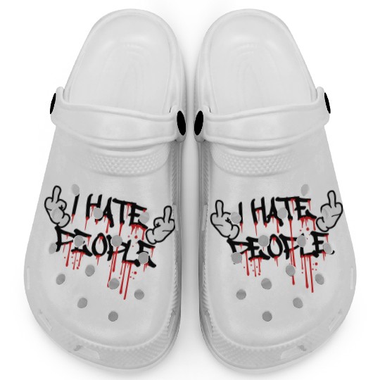 cool i hate people text graffiti spray drop blood Clogs