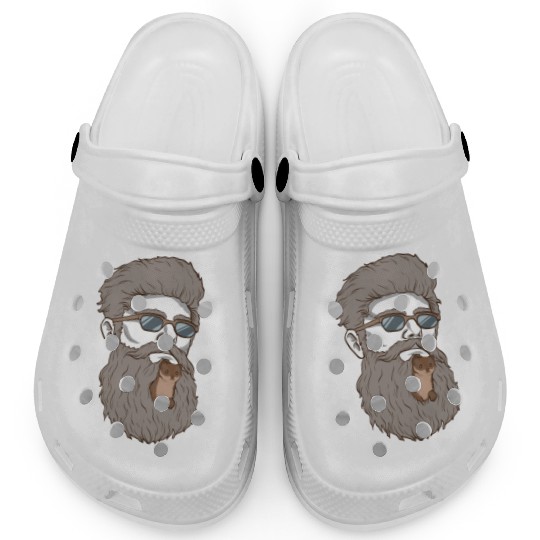 Beard Weasel Funny Beard Design Clogs