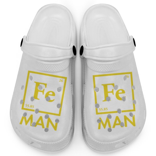 funny iron man science chemistry fe Clogs