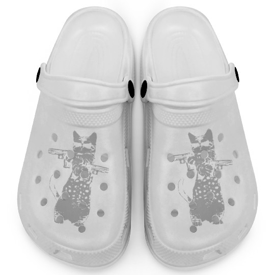 Cat - gun kitty funny cat Clogs