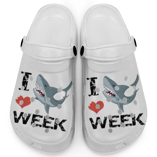 i love shark week shark Clogs