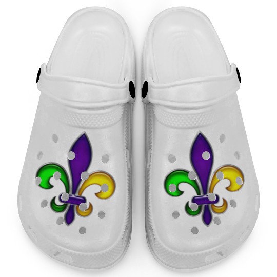 Fleur De Lis Mardi Gras Glossy Lily Clogs