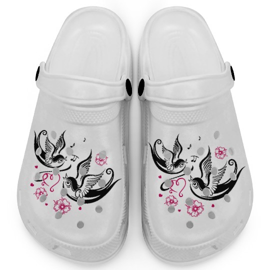 Sakura Cherry Blossom Swallow Birds Spring Flowers Clogs