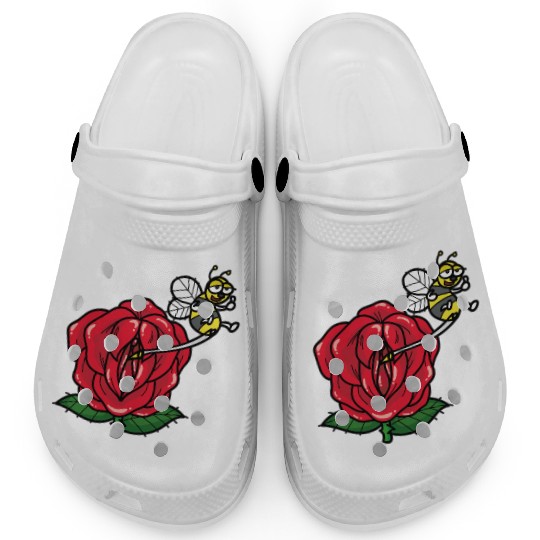FLOWER VAGINA Deflower Virgin Rose Bee funny Clogs
