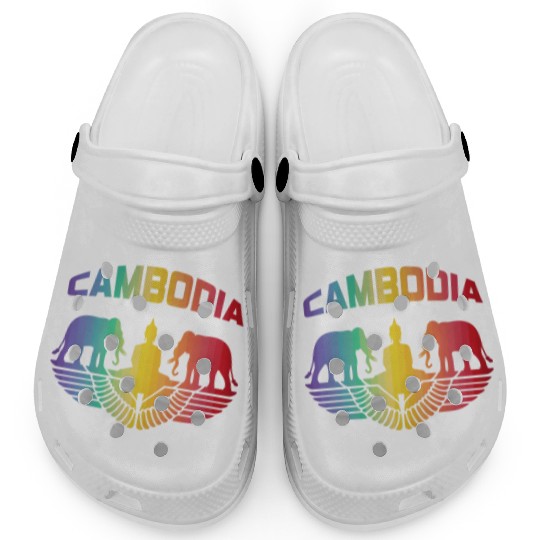 Cambodia Elephants with Buddha / Gift Clogs
