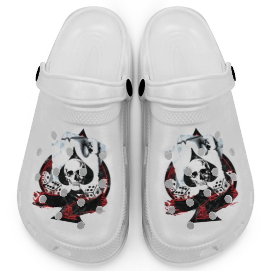 Scorched Ace Of Spades Poker Dice Skull Clogs