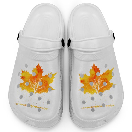Maple Leaf Autumn Orange Fall Leaves Clogs