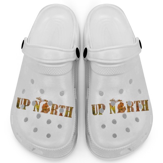 Up North Michigan Fall Leaves Silhouette Design Clogs