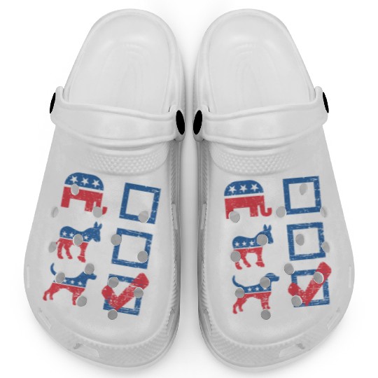 Election Ballot USA Flag Elephant Donkey Dog Gifts Clogs