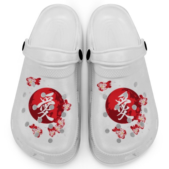 Cherry Blossom Flower Japanese Kanji Vintage Clogs