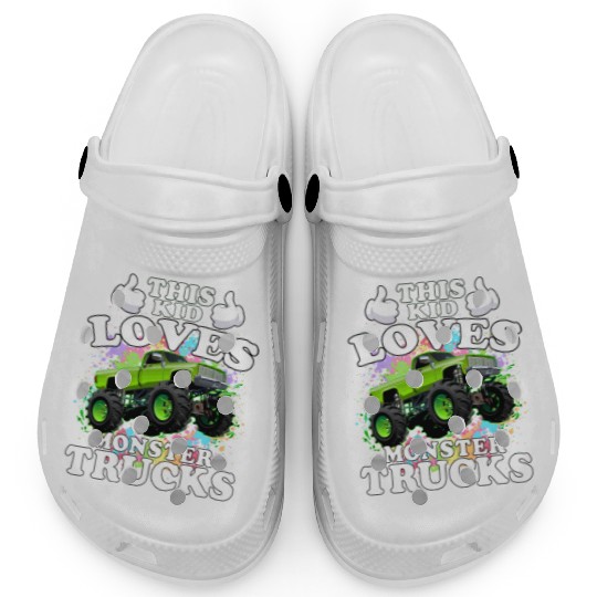 This Kid Loves Monster Trucks Clogs