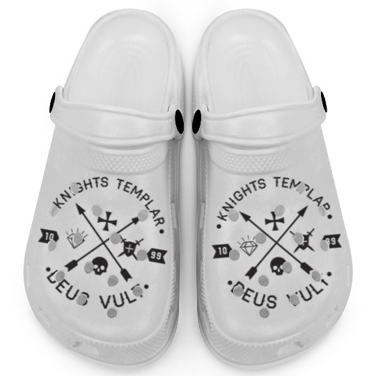Knights Templar Deus Vult Cross and Skull Medieval Clogs