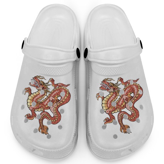 big red chinese dragon Clogs