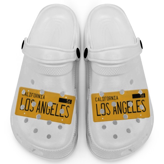 Los Angeles California 1956 yellow license plate Clogs