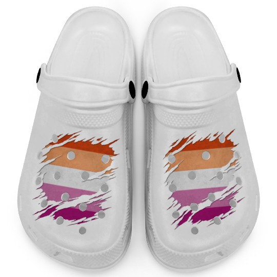 Lesbian Pride Flag Ripped Reveal Clogs