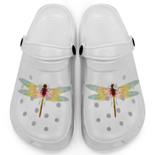 fascinating iridescent drawing of a dragonfly Clogs