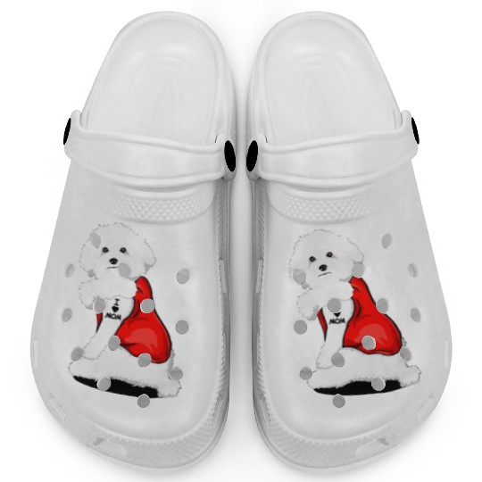 Bichon frise I Love Mom Tattoo Clogs