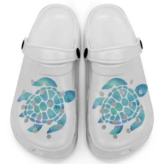 Sea Turtle Watercolor Blue Clogs