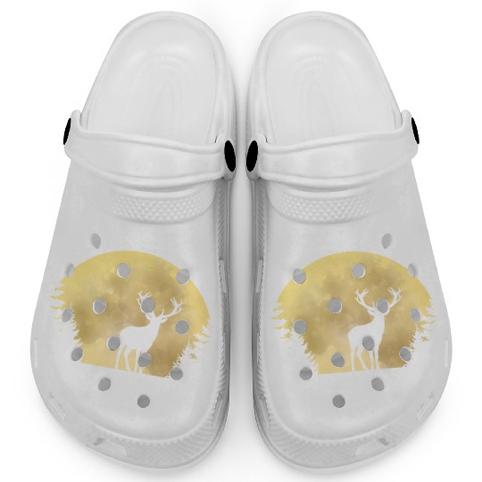Deer And Moon Nature Lovers Hunting Clogs