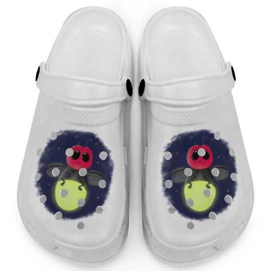 Cute lightning bug firefly cartoon illustration Clogs
