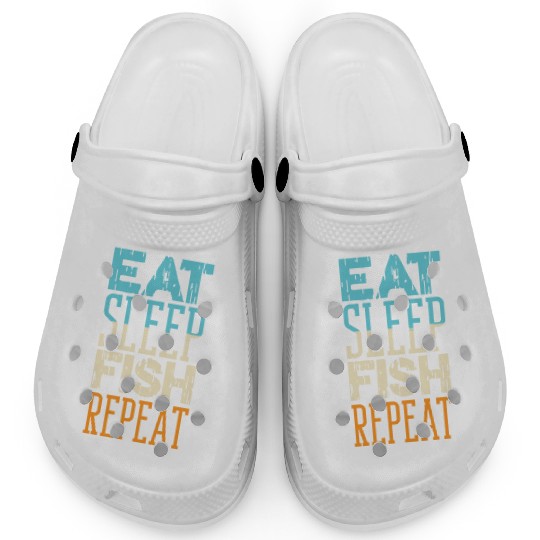 Eat Sleep Fish Repeat Boat Angler Wave Sea Anchor Clogs