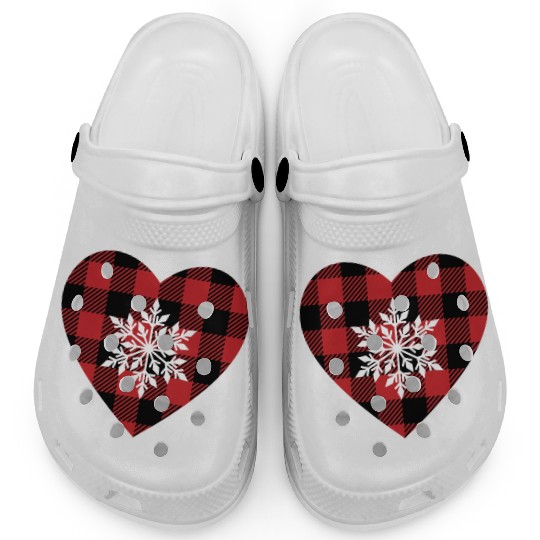 Buffalo Plaid snowflake heart Clogs