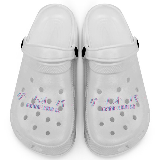 Vaporwave Game Over Japanese Text Gift Clogs