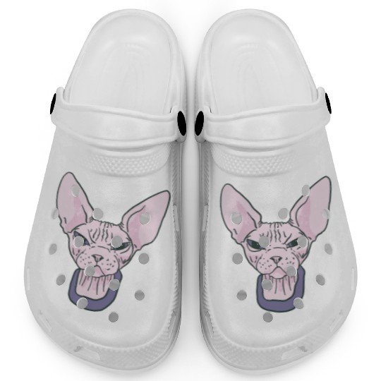 grumpy catpinkGrumpy Sphinx Cat - Purple Clogs