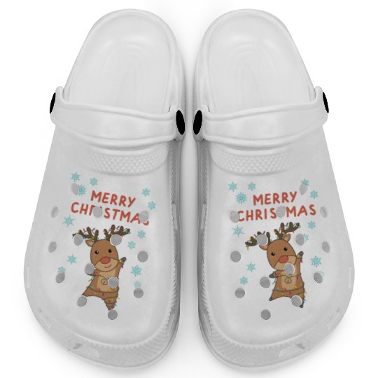 Merry Christmas Rudolph Red Nose Reindeer Snow Clogs