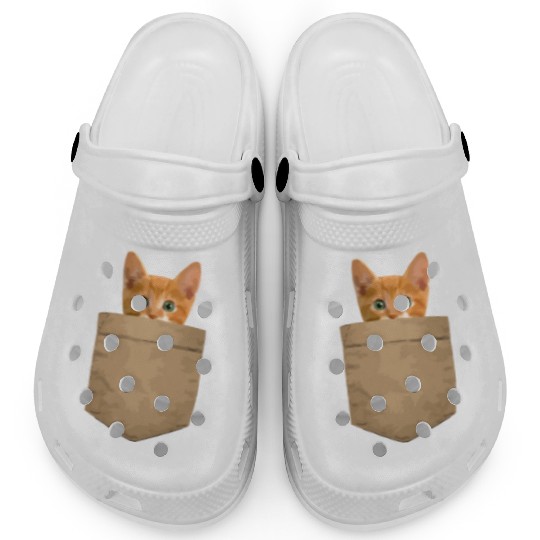 Orange Cat Clogs Kitty In My Your Pocket Long Slee