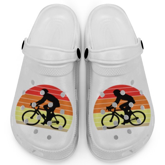 Retro sunset male cyclist Clogs