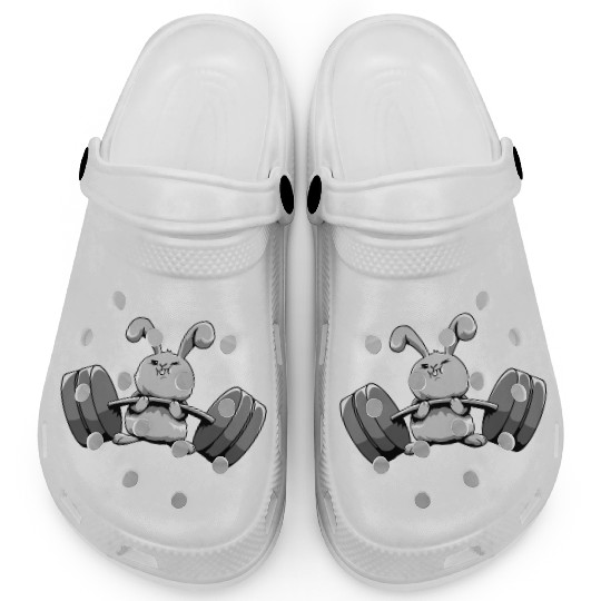 Funny Rabbit Bunny Weight Lifting Gym Workout Clogs