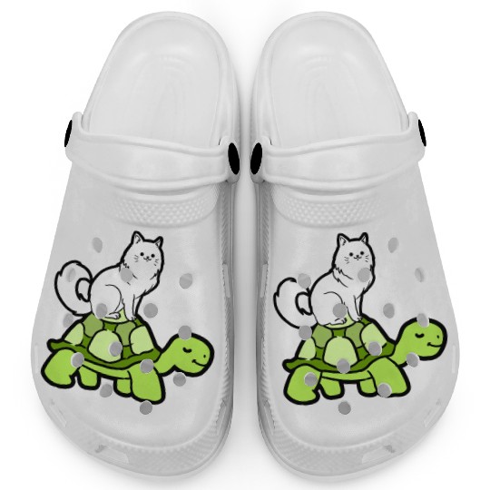 Cat Riding Turtle for Turtle Theme Fan Clogs