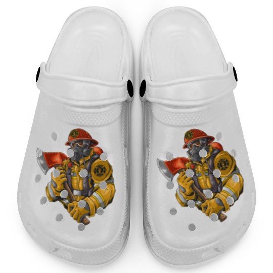 firefighter fire brigade fire station blueish use Clogs