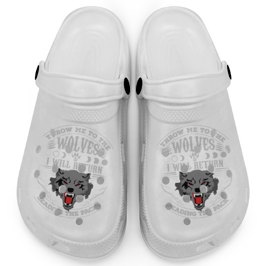 Grey Wolf Pack Attitude Quote Clogs