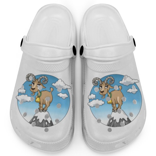 Mountain goat peaks with snow cartoon Clogs