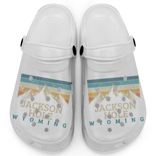 Jackson Hole Wyoming Vintage Mountains Nature Souv Clogs
