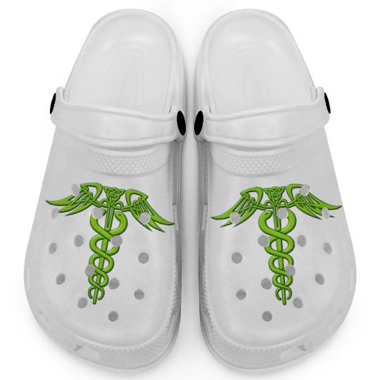 Green Celtic Knot Caduceus Clogs
