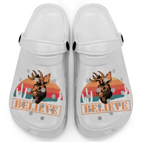 Believe in Jackalope Mythical Animal Jackrabbit Clogs