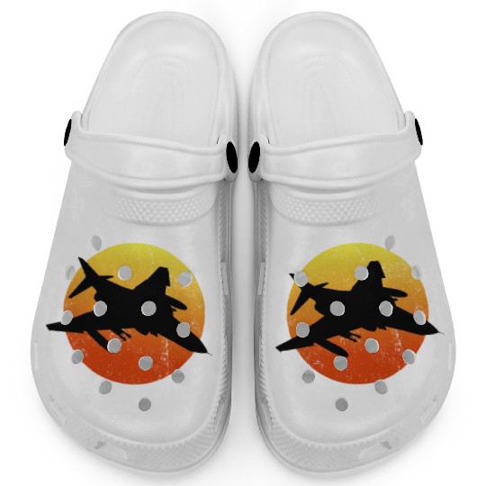F-4 Phantom Silhouette Retro Sunset Military Jetf4 Clogs