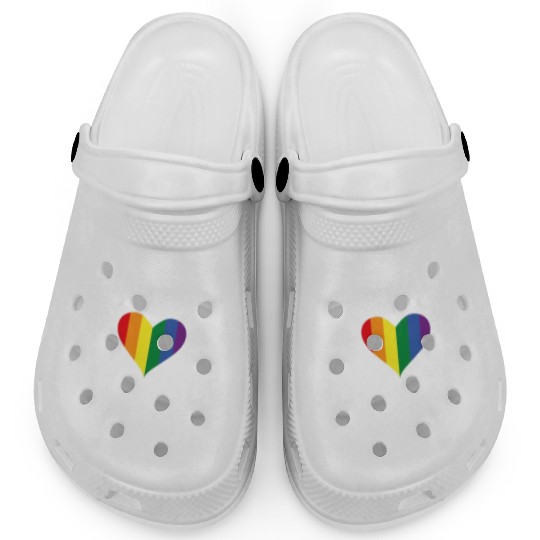 Free Mom Hugs Pride LGBTQ Rainbow Heart Clogs