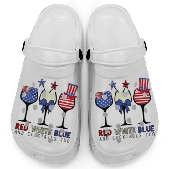 Red White Blue and Cocktails Clogs