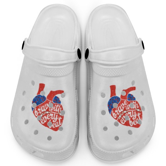 Brave With Every Beat CHD Awareness Happy Gift Clogs