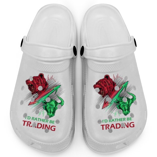 I'd Rather be Trading Stock Market Bulls vs Bears Clogs