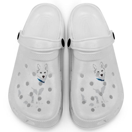 Cute White Siberian Husky Sweet White Snow Dog Clogs