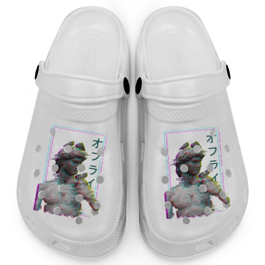 Greek Statue Ancient Vaporwave Synthwave Glitch Clogs