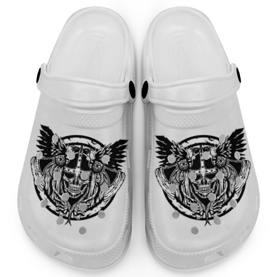 Skull Raven Nordic Axt Odin Thor Norse Viking Clogs