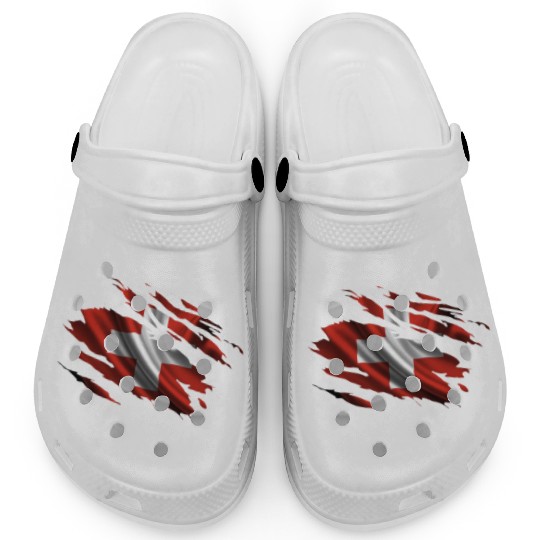 Switzerland Ripped Flag Clogs